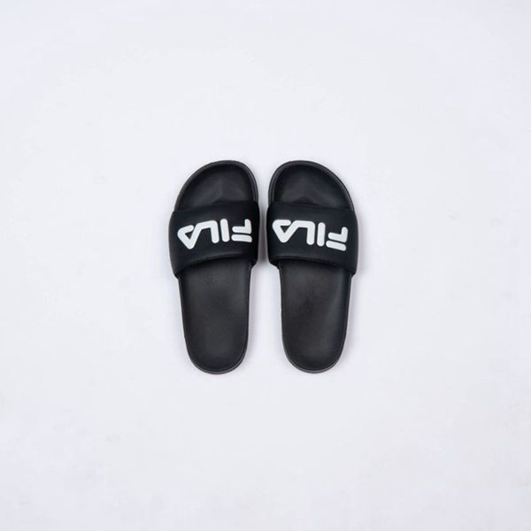 Fila Deckle Stripe Boy's Sandals - Black/White,NZ 704-81073